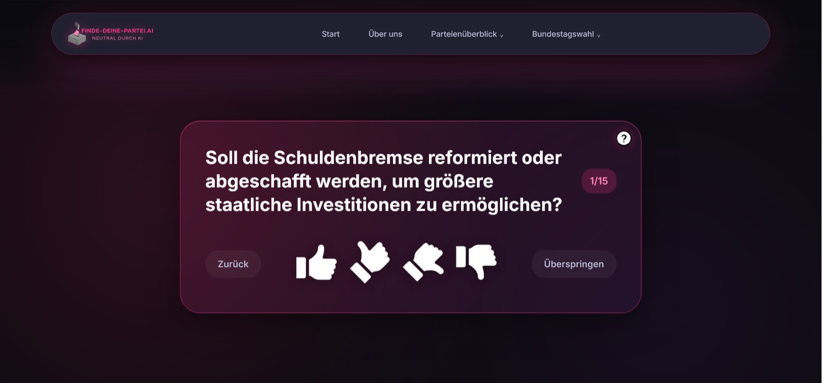Startseite von finde-deine-partei.ai